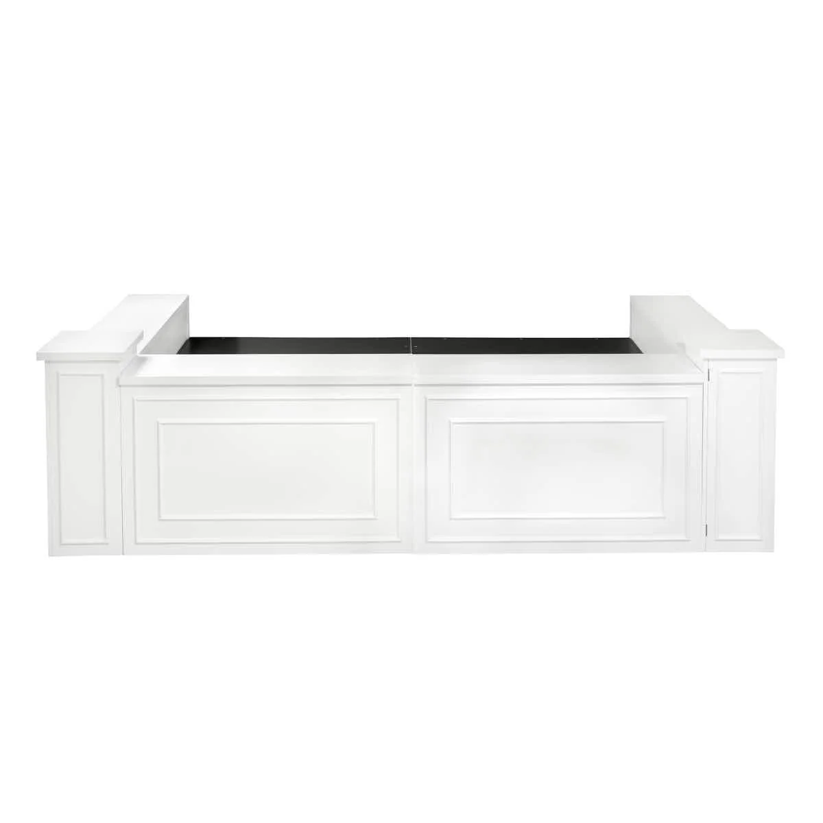 White paneled stage facade rental for weddings and events in Michigan